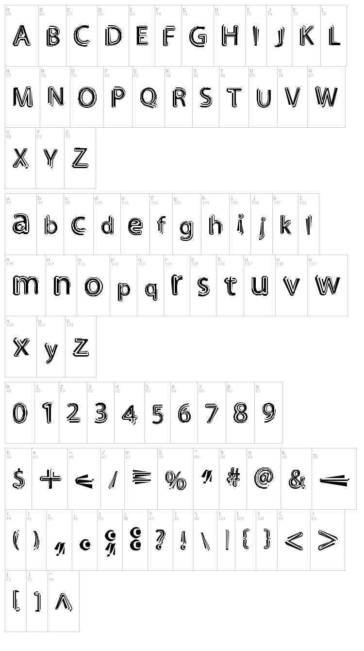Night Out font map